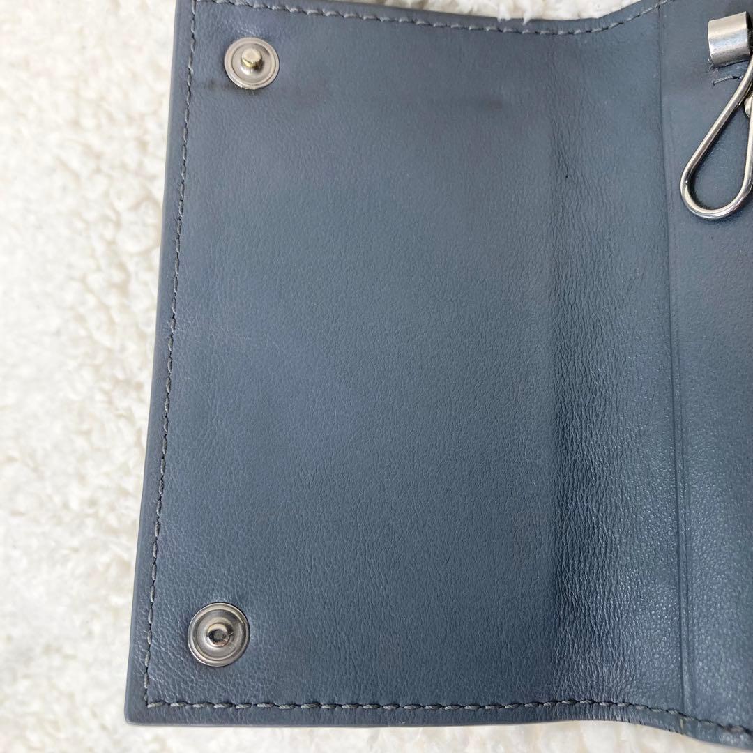 美品BOTTEGA VENETA 6連キーケース マキシイントレチャート グレー