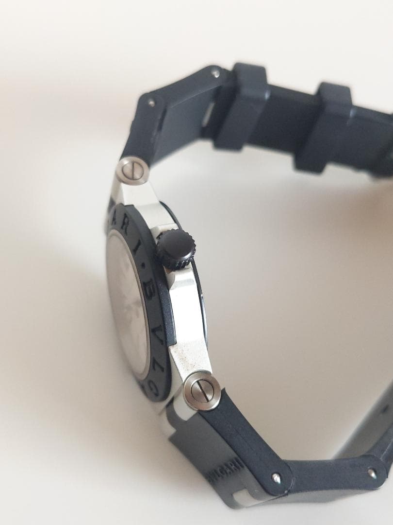 BVLGARI シルバー ブラック 時計 ラバーベルト【人気】【美品】