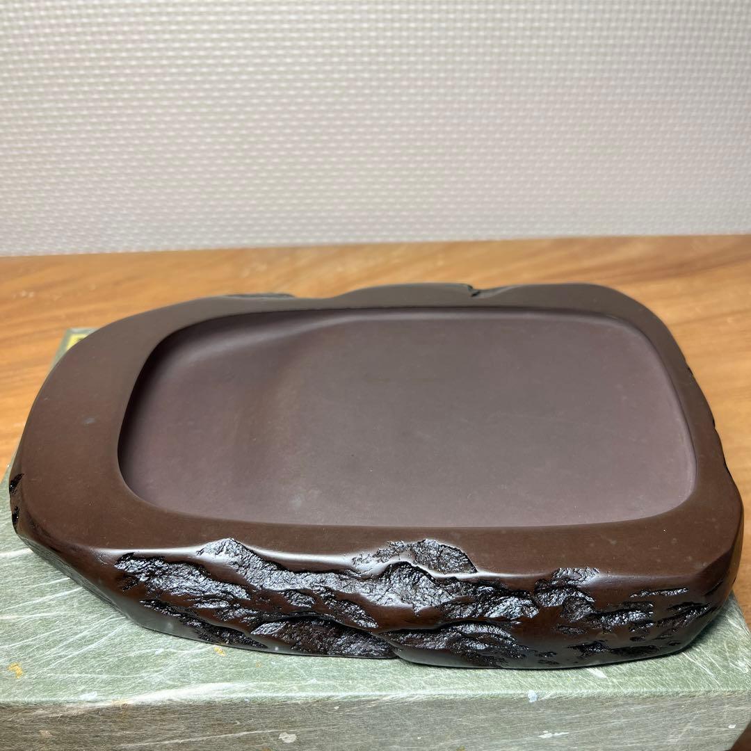 ⭕️赤間硯　野面硯　日本工芸会正会員　下井唯石　新品美品　女性好みの工藝品　古い硯
