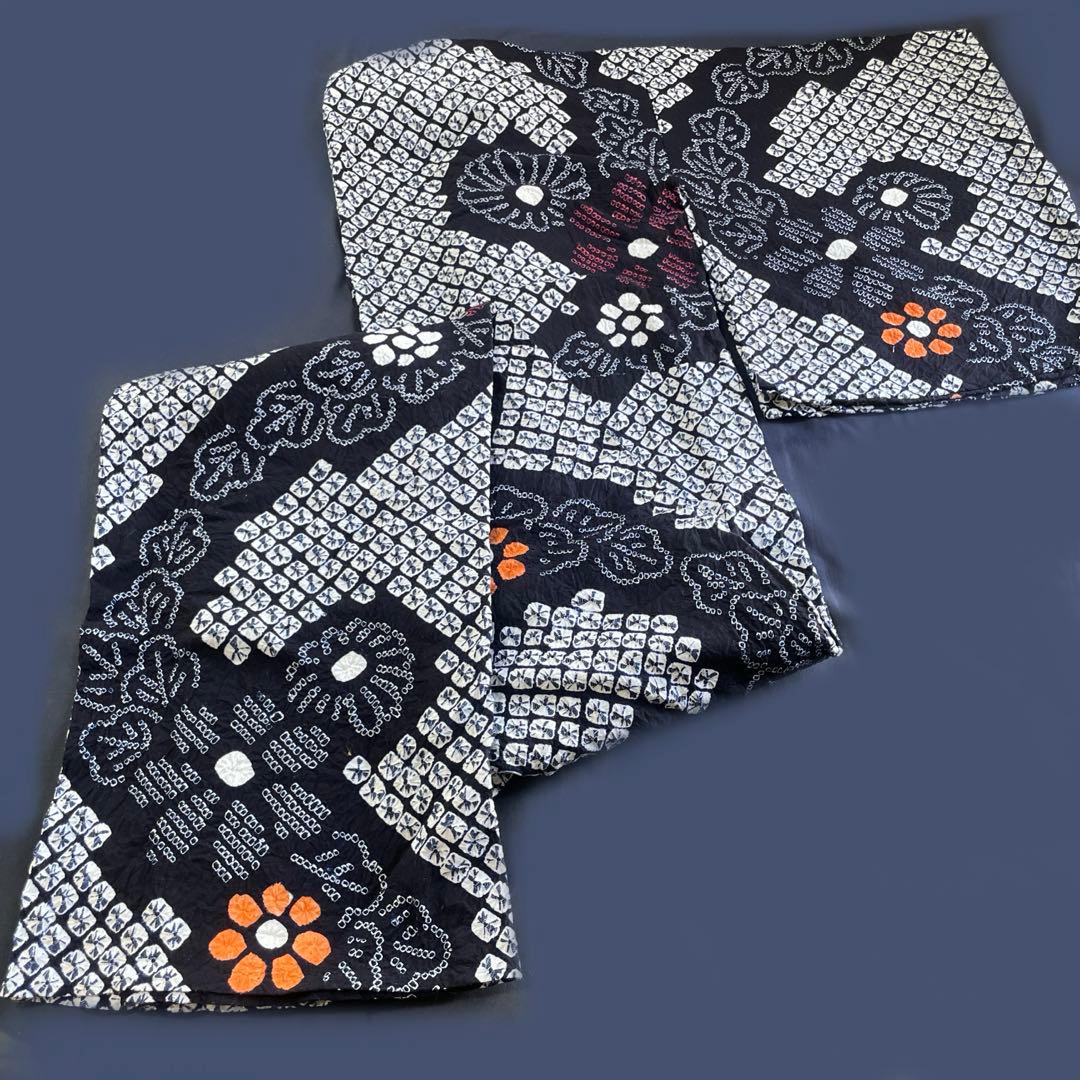 浴衣　有松絞り　身丈161 蜘蛛絞り　有松鳴海絞り　紺地　綿