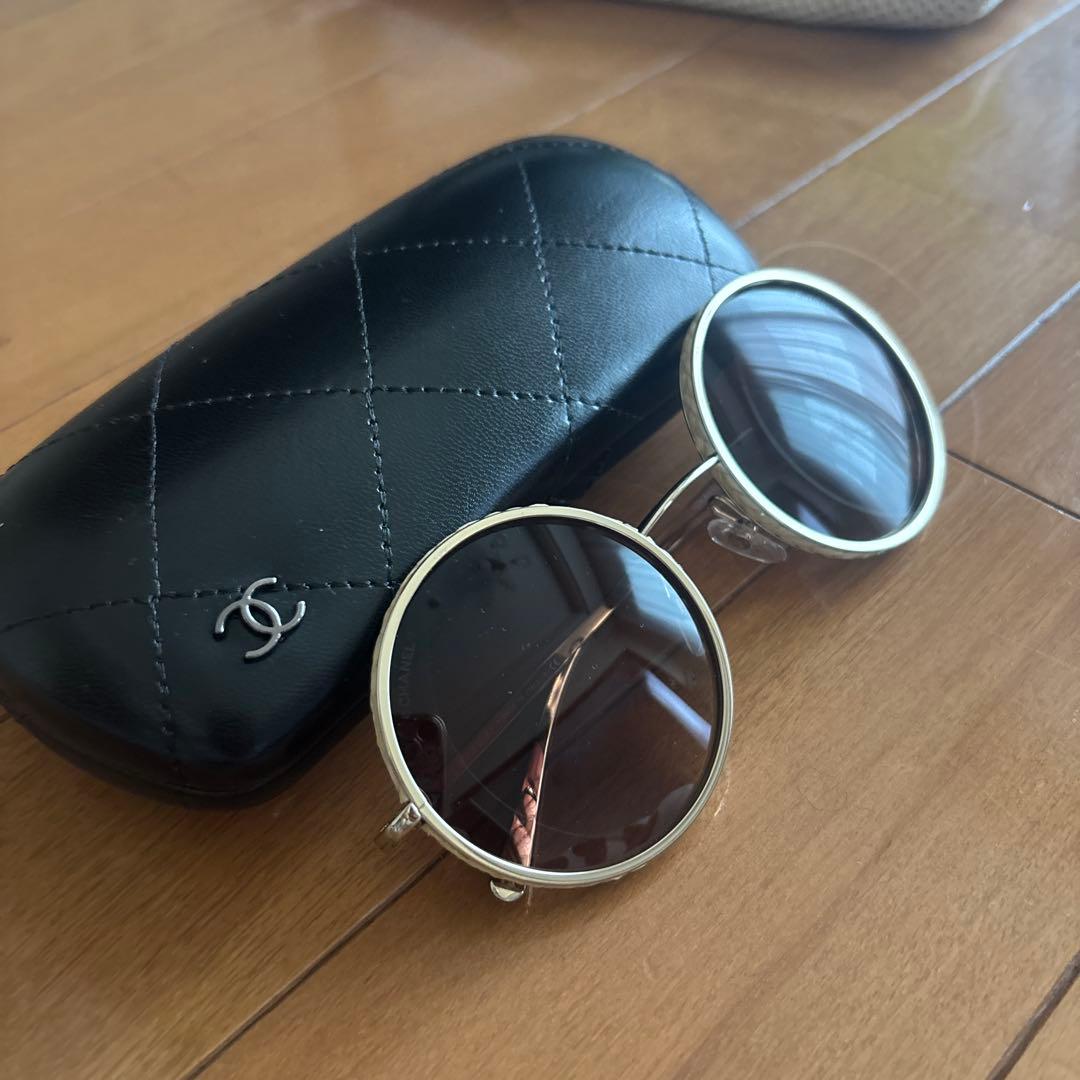 Chanel ラウンドサングラス ブラウンレンズ ケース付き