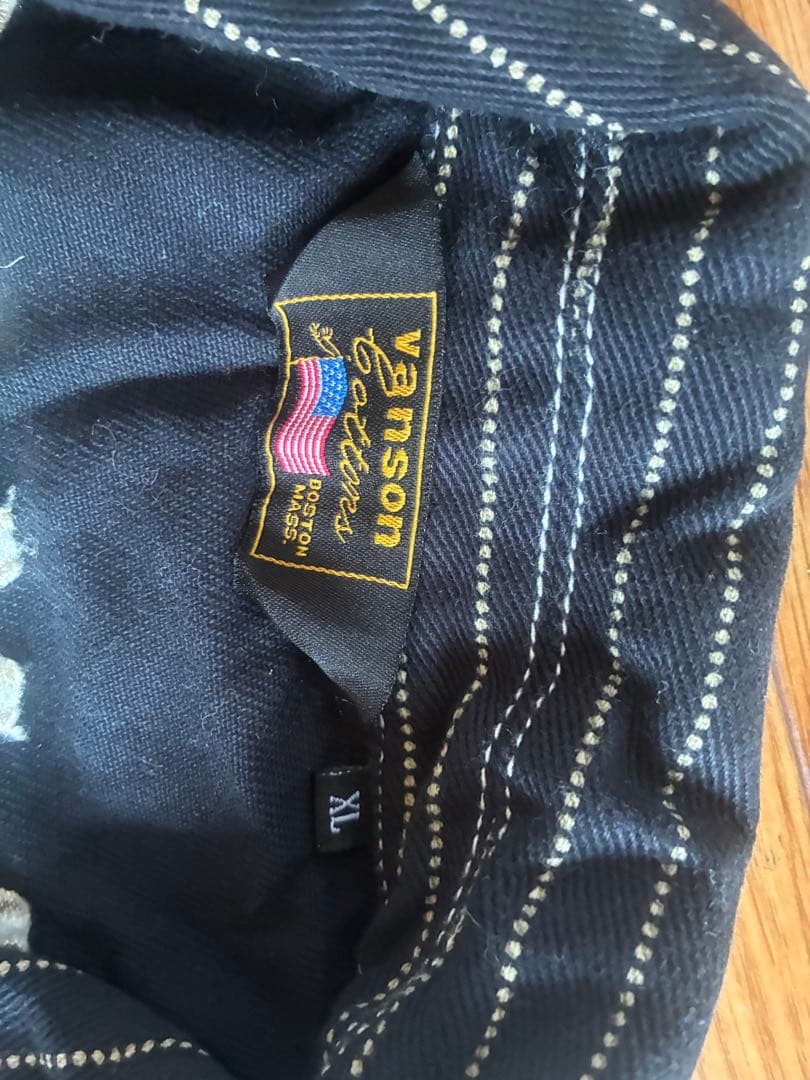 VANSON ストライプオーバーオール