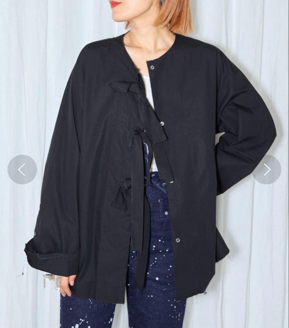 CITYSHOP FRONT RIBBON ブラウス ブラック