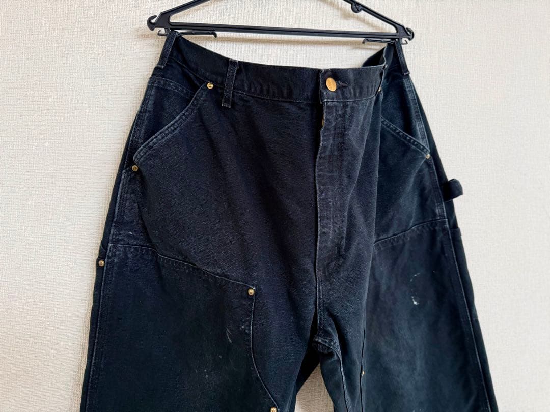 超スペシャル 40X34 W40 カーハート ダブルニー パンツ ブラック 黒