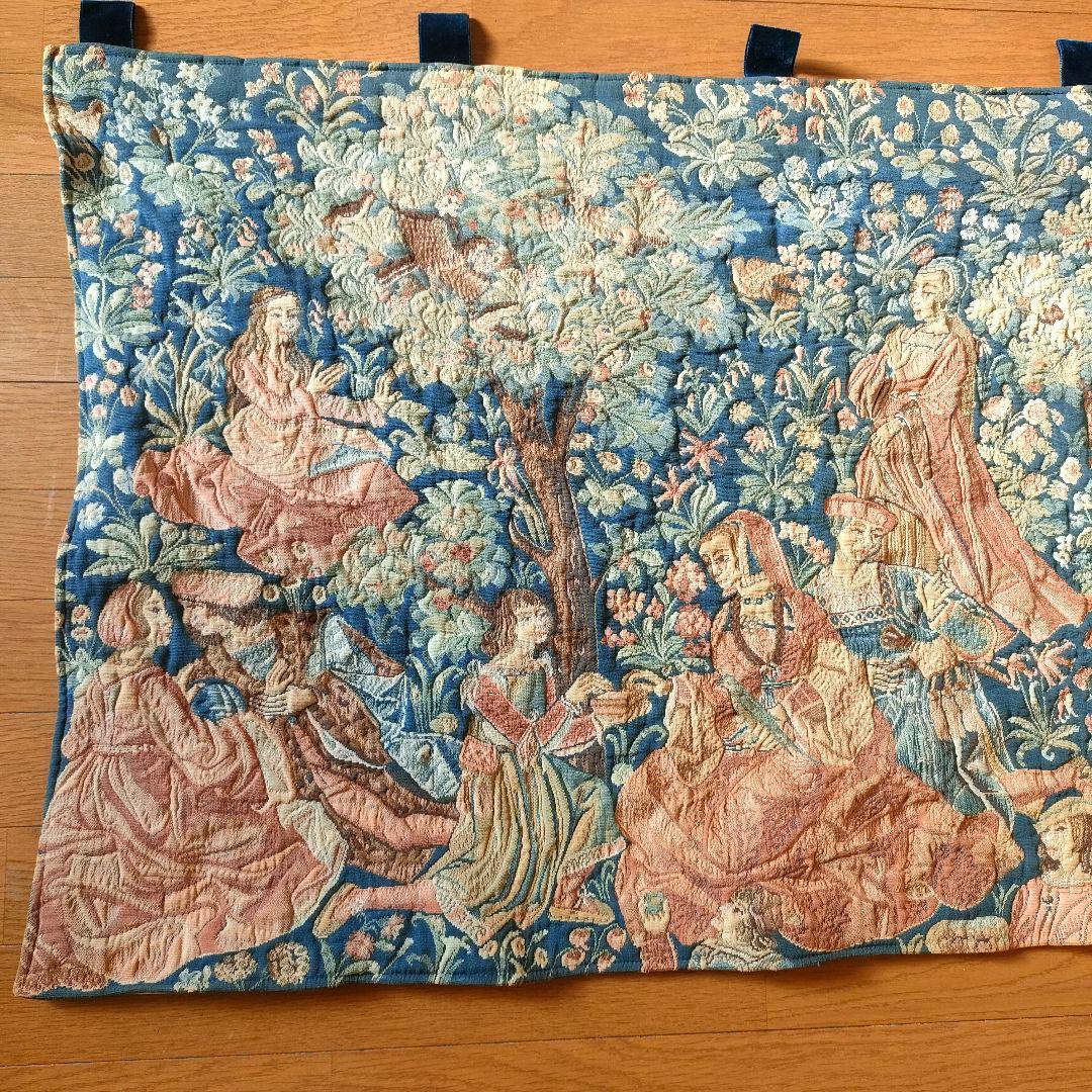 ヴィンテージ メイドインフランス タペストリー のれん　棒通し・棒付き