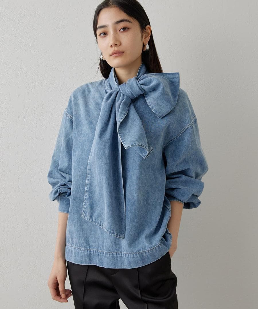 新品！タグ付Whim Gazette(ウィムガゼット)DENIMボウブラウス