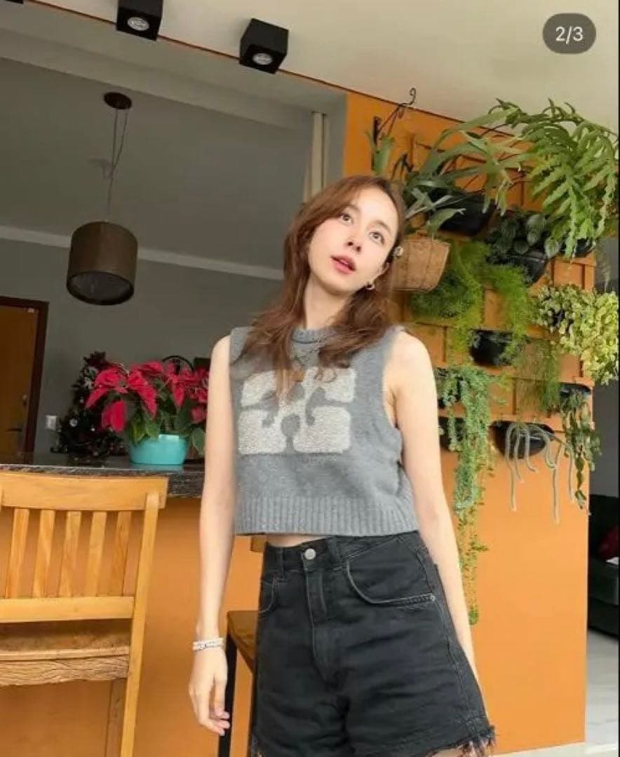 GANNI ニットベスト M グレー 佐藤ミケーラ倭子さん着用