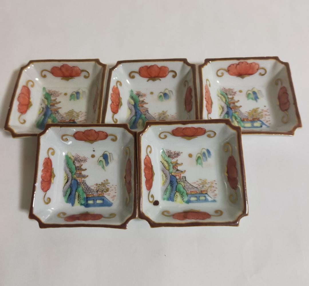 古代南京錦絵小皿五枚