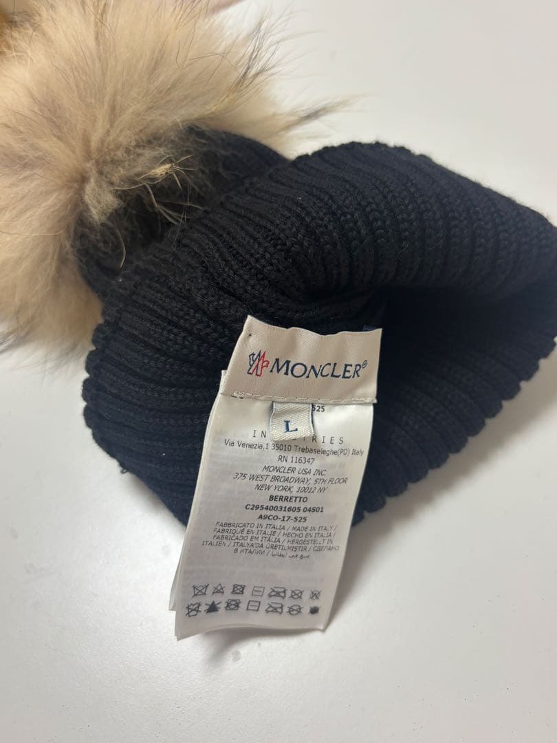 MONCLER ブラック ニット帽 L