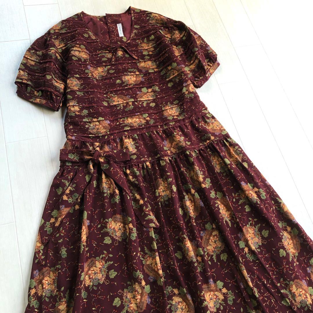 カネコイサオ フルーツバスケット チェリー ピンタック ピコレース ワンピース