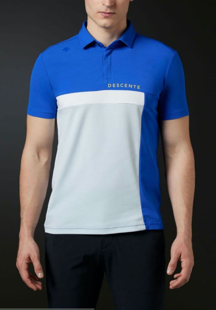 【入手困難】 デサントゴルフ ソロテックス 鹿の子 切替 半袖 ポロシャツ M