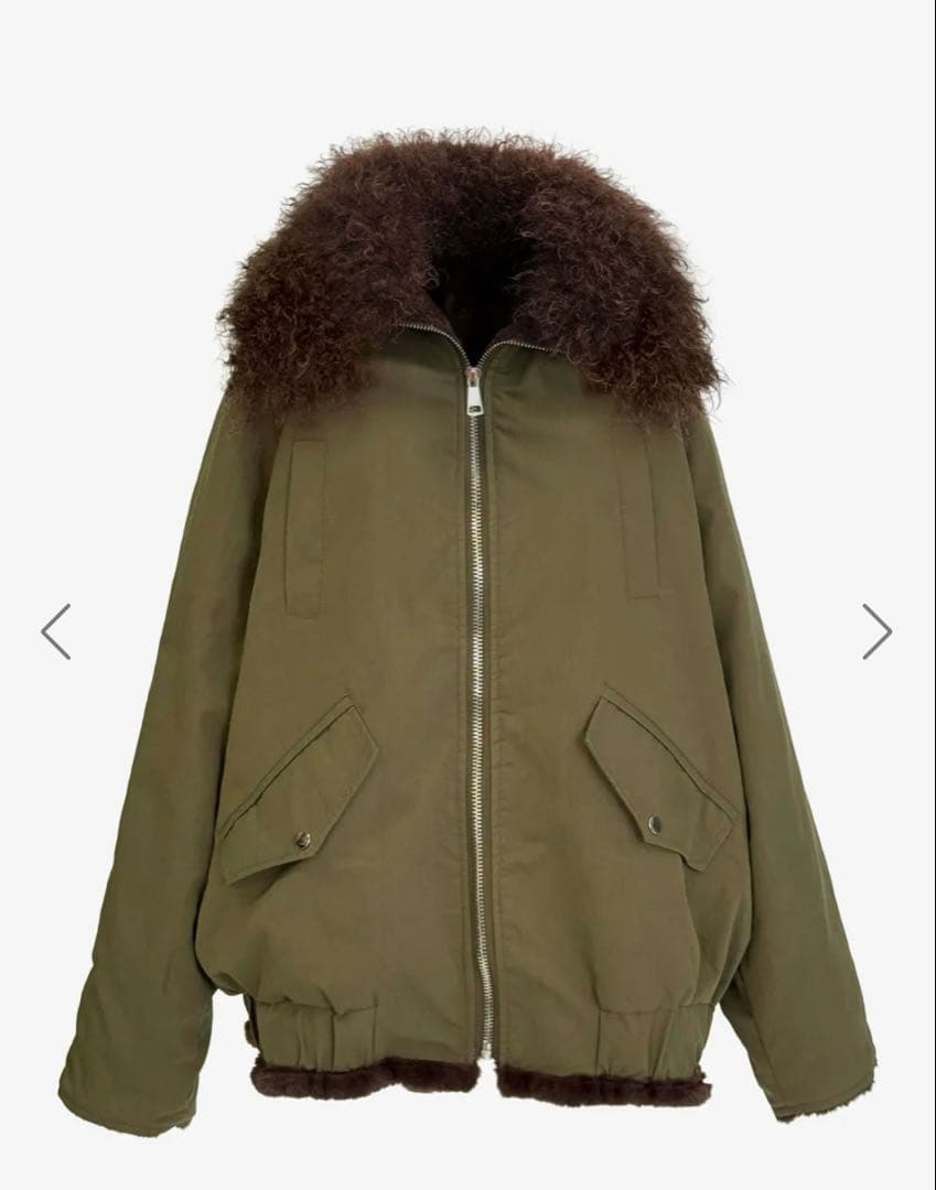 IAM イアム　ボア襟ジップブルゾン　カーキグリーン