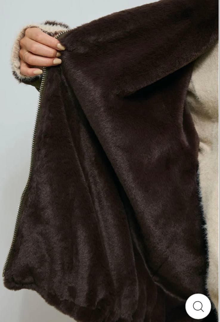 IAM イアム　ボア襟ジップブルゾン　カーキグリーン