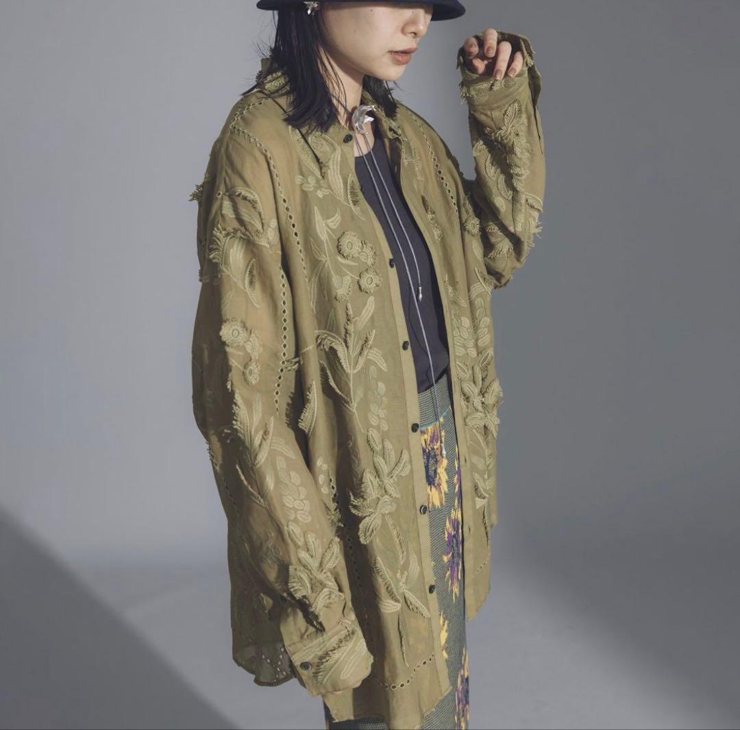 ジャーナルスタンダード　TOLIGHT　フリンジレースシャツ　カーキ　グリーン