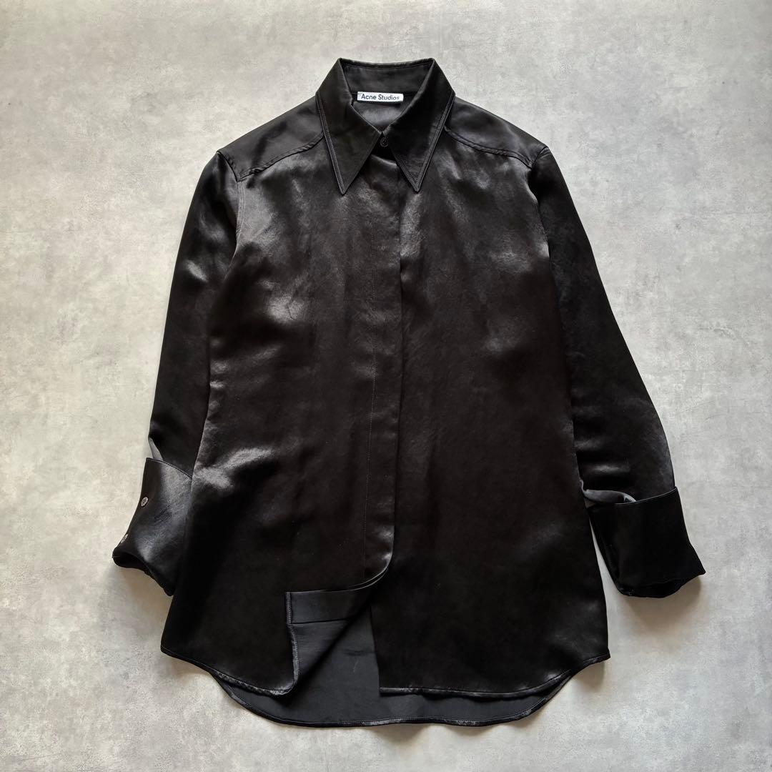 美品 AcneStudios アクネストゥディオズ サテン シャツ 黒 定価5万