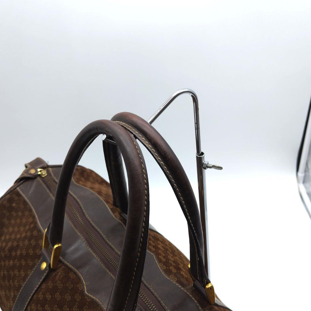 グッチ ボストンバッグ gg柄 スエード ブラウン 大容量 旅行カバン