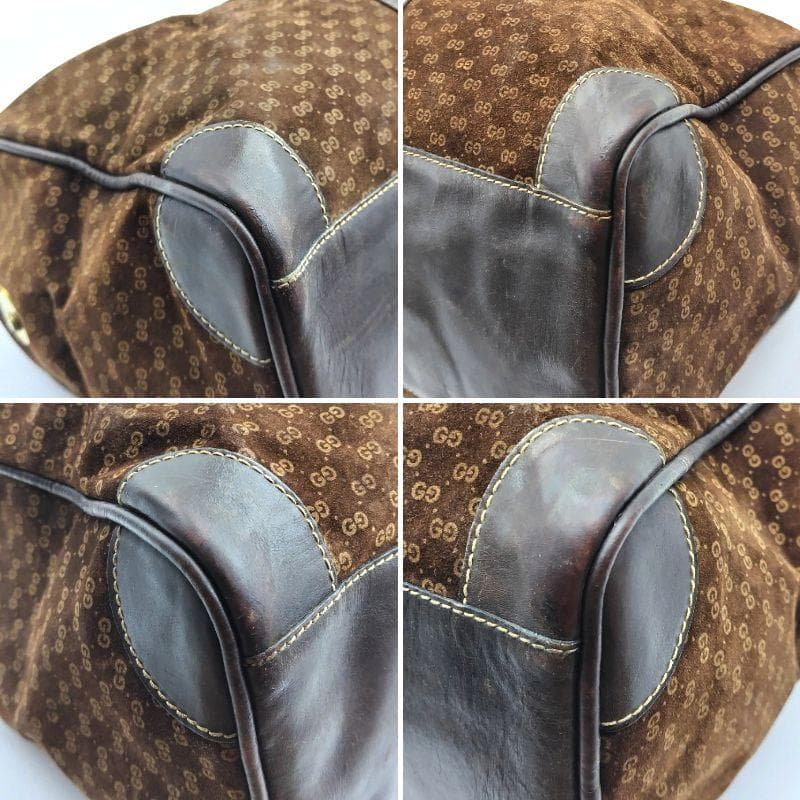 グッチ ボストンバッグ gg柄 スエード ブラウン 大容量 旅行カバン
