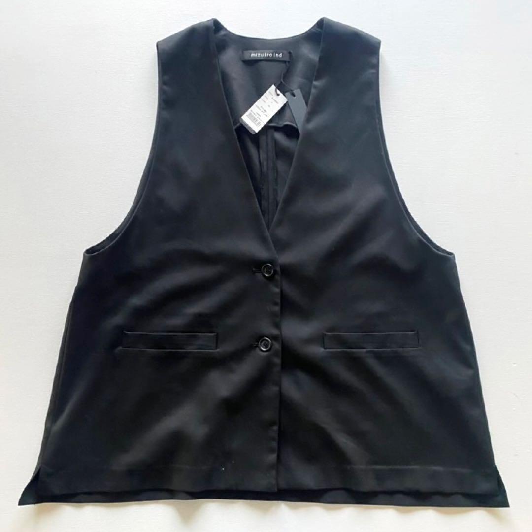 mizuiro ind 黒 ディープVネック ワイドベスト