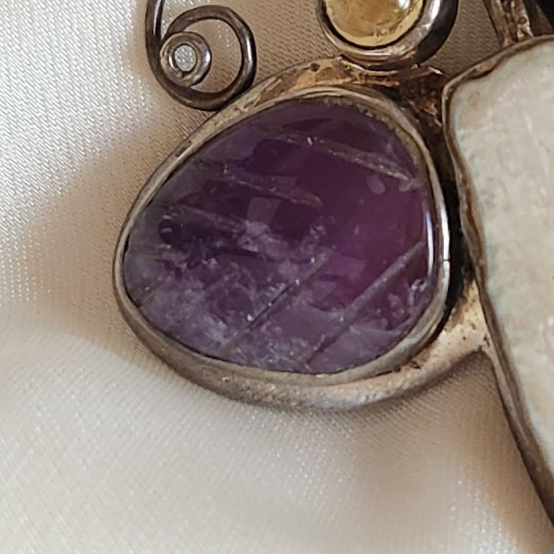 とんぼ　アメジスト　天然石　セドナ？　ブローチ・ネックレス兼用