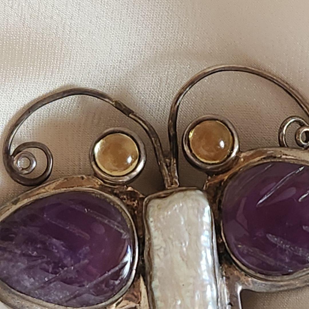 とんぼ　アメジスト　天然石　セドナ？　ブローチ・ネックレス兼用