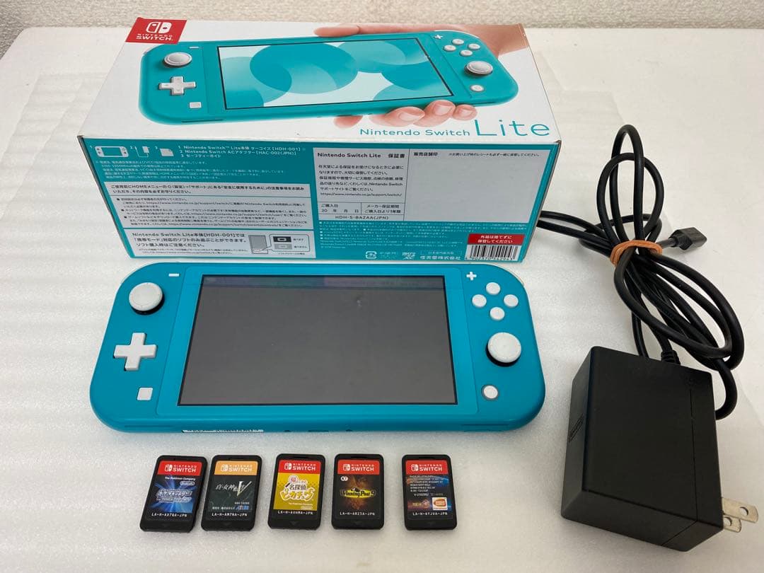 3-2584 Nintendo SwitchLiteターコイズ　＋　ソフト5点