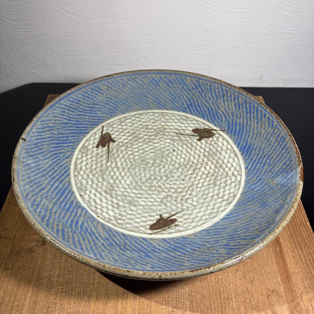 真作　人間国宝　島岡達三　象嵌皿　経約27センチ