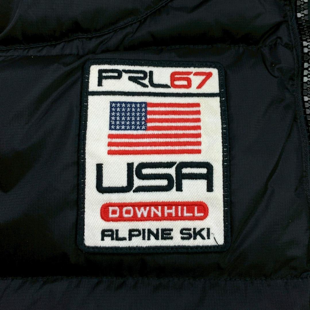 ポロラルフローレン ダウンベスト ビッグポニー 星条旗 ブラック L　E055