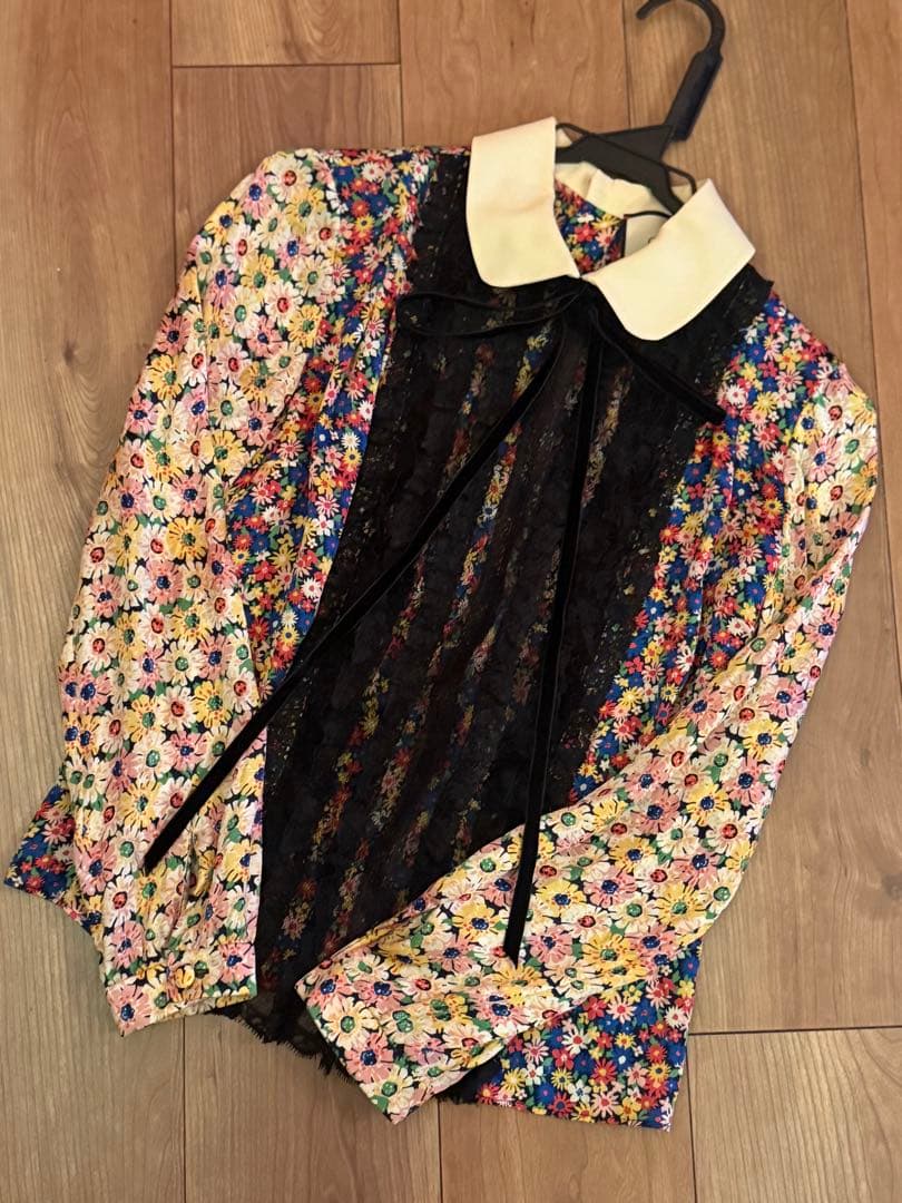 GUCCI/グッチ/花柄レース/フリル/長袖ブラウス/シャツ36/2017