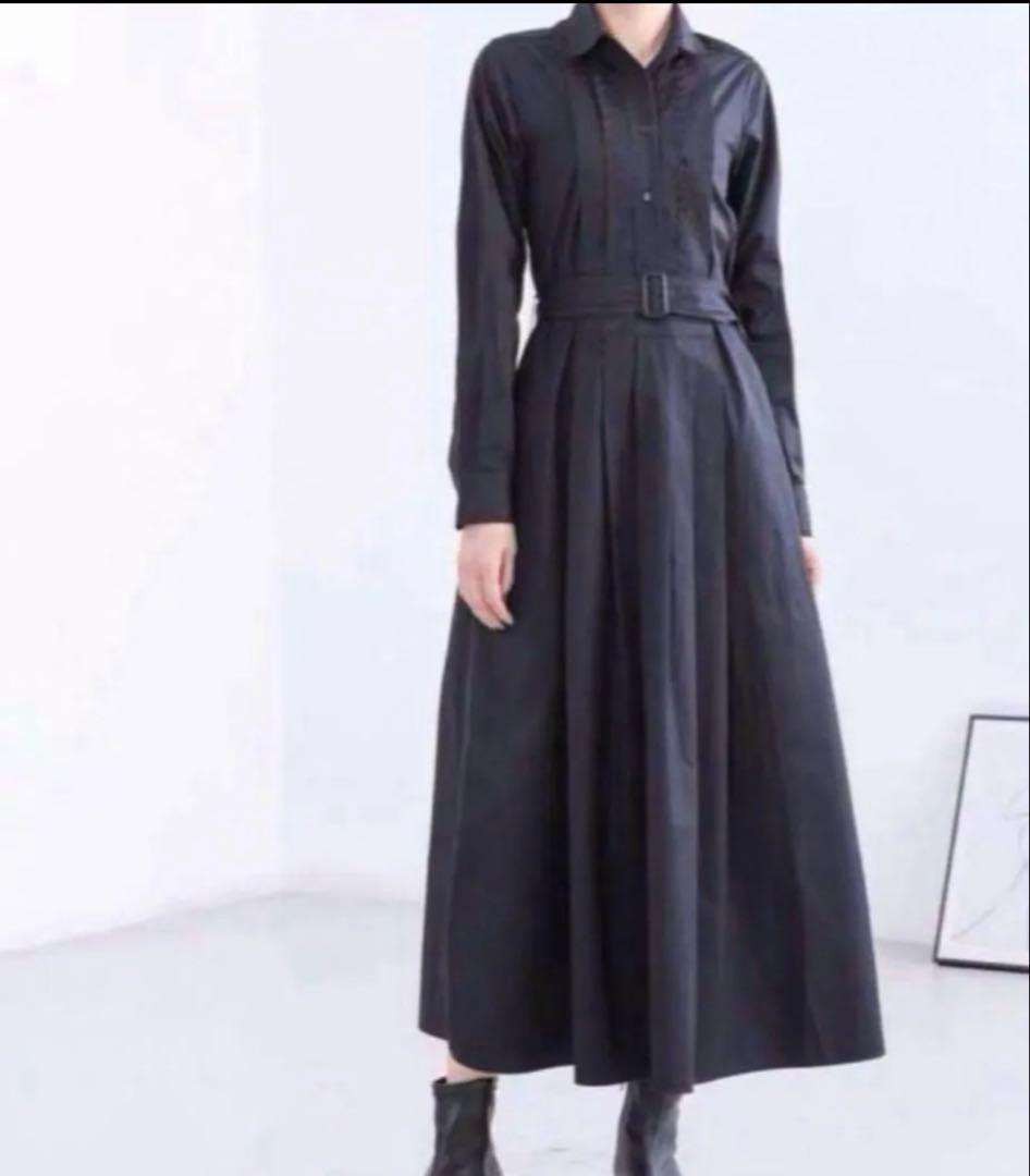 マックスマーラ　ブラック シャツワンピース 長袖 ベルト付き
