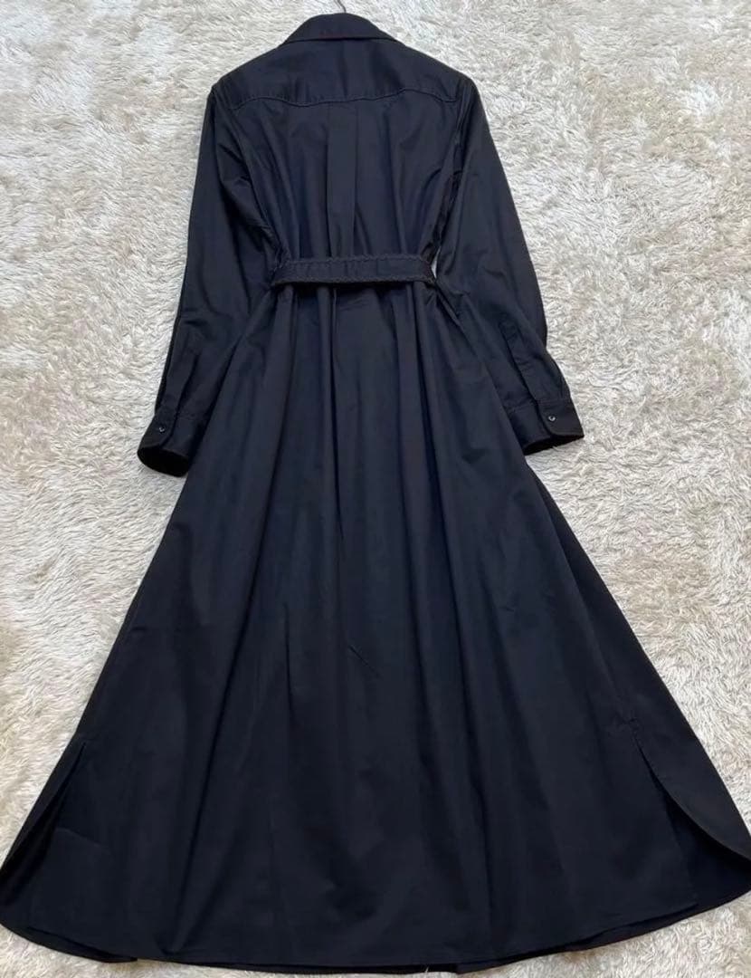 マックスマーラ　ブラック シャツワンピース 長袖 ベルト付き