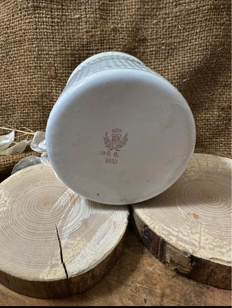 フランスヴィンテージ BB社 ホーローキャニスター　ローレルリース柄