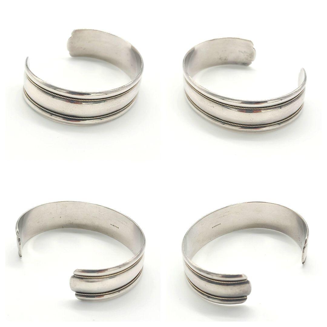 TIFFANY K14×925 ツイストロープ カフ ダブルライン バングル
