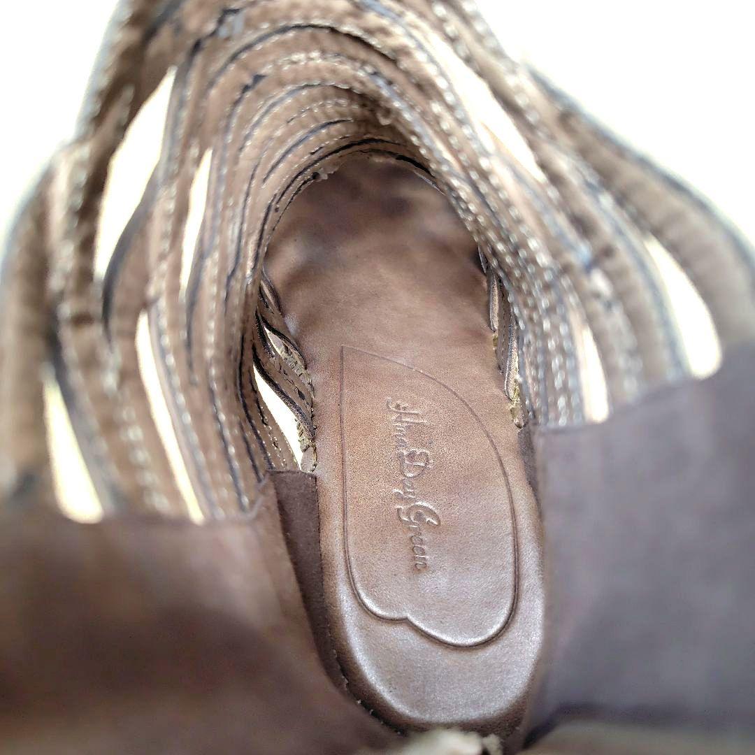 未使用級 ヒナデイグリーン ブーティサンダル グラディエーター バックジップ