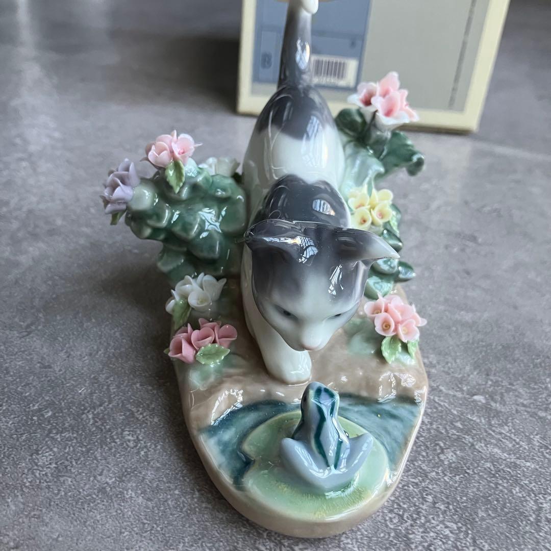 廃番希少 リヤドロ LLADRO 01442 猫とカエル にらみ合い　 箱付き