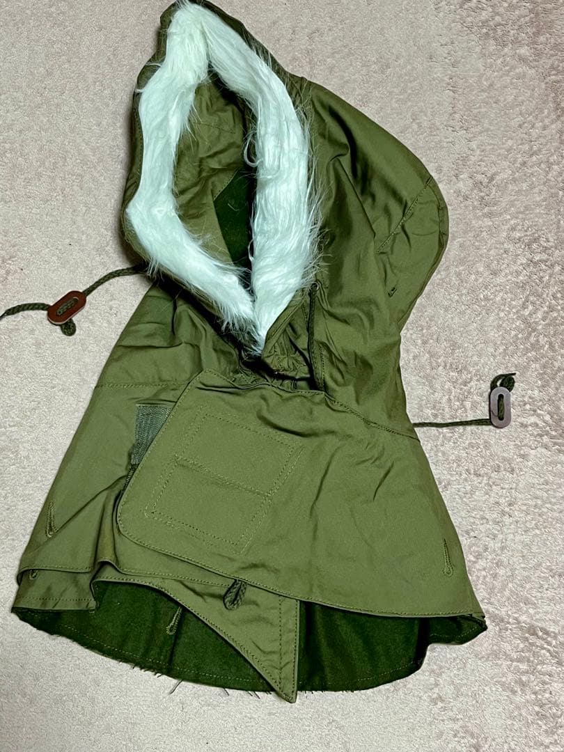 美品！ミニタリーロングコート フード&裏地付き ユニセックス　モッズコート