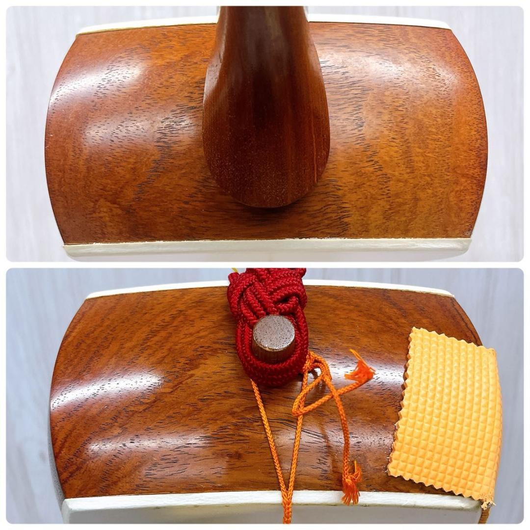 三味線 細棹 丸打胴 動物皮 ハードケース・撥・駒付き 和楽器 皮やぶれなし