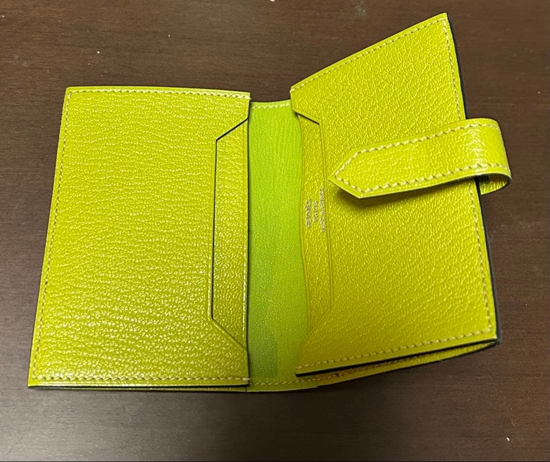 美品 エルメス べアン カードケース HERMES エトゥープ シルバー金具