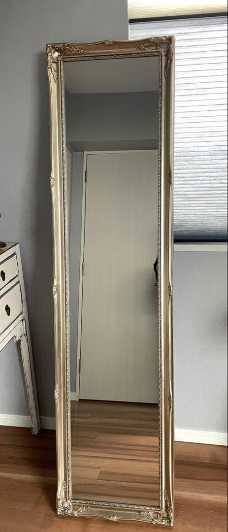 スタンドミラー　全身鏡　アンティーク調　ゴールド　たのメル便　送料込み