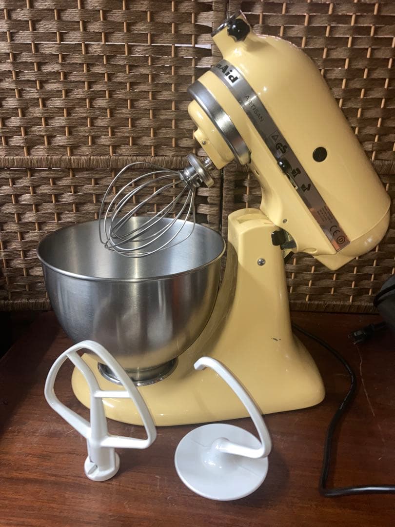 キッチンエイド ミキサー 黄 美品！KSM(150)200v 昇圧器付き！