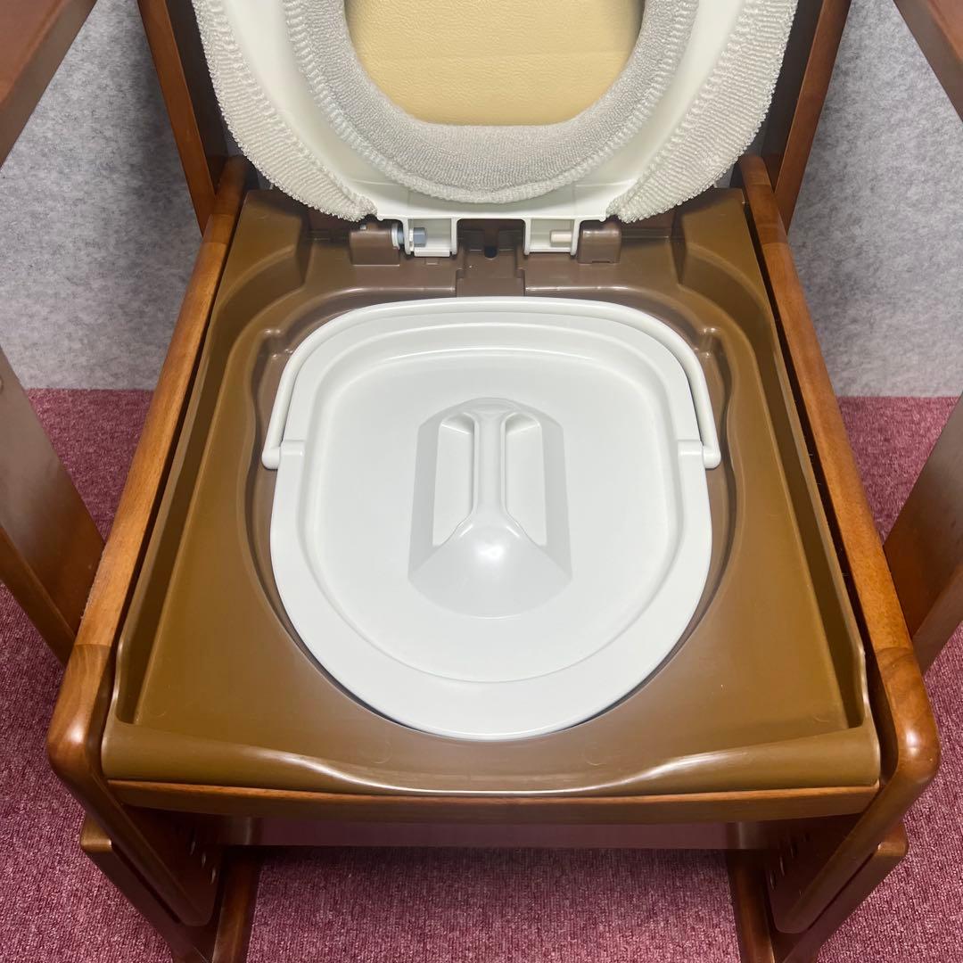 ［3356］アロン化成　安寿　家具調トイレ　自力6型N　ポータブルトイレ