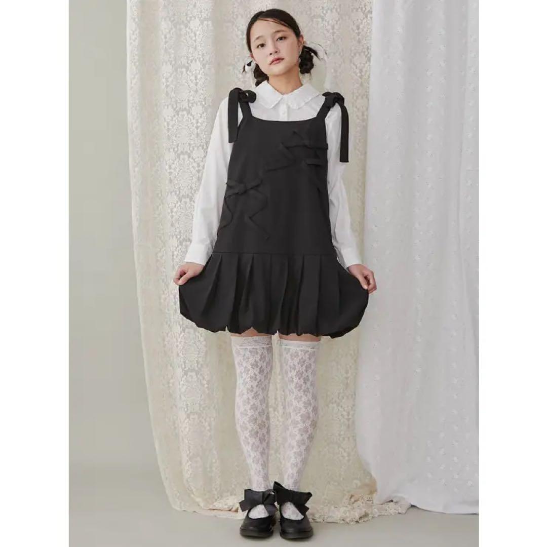 merry jenny ミニキャミribbonバルーンワンピース ブラック