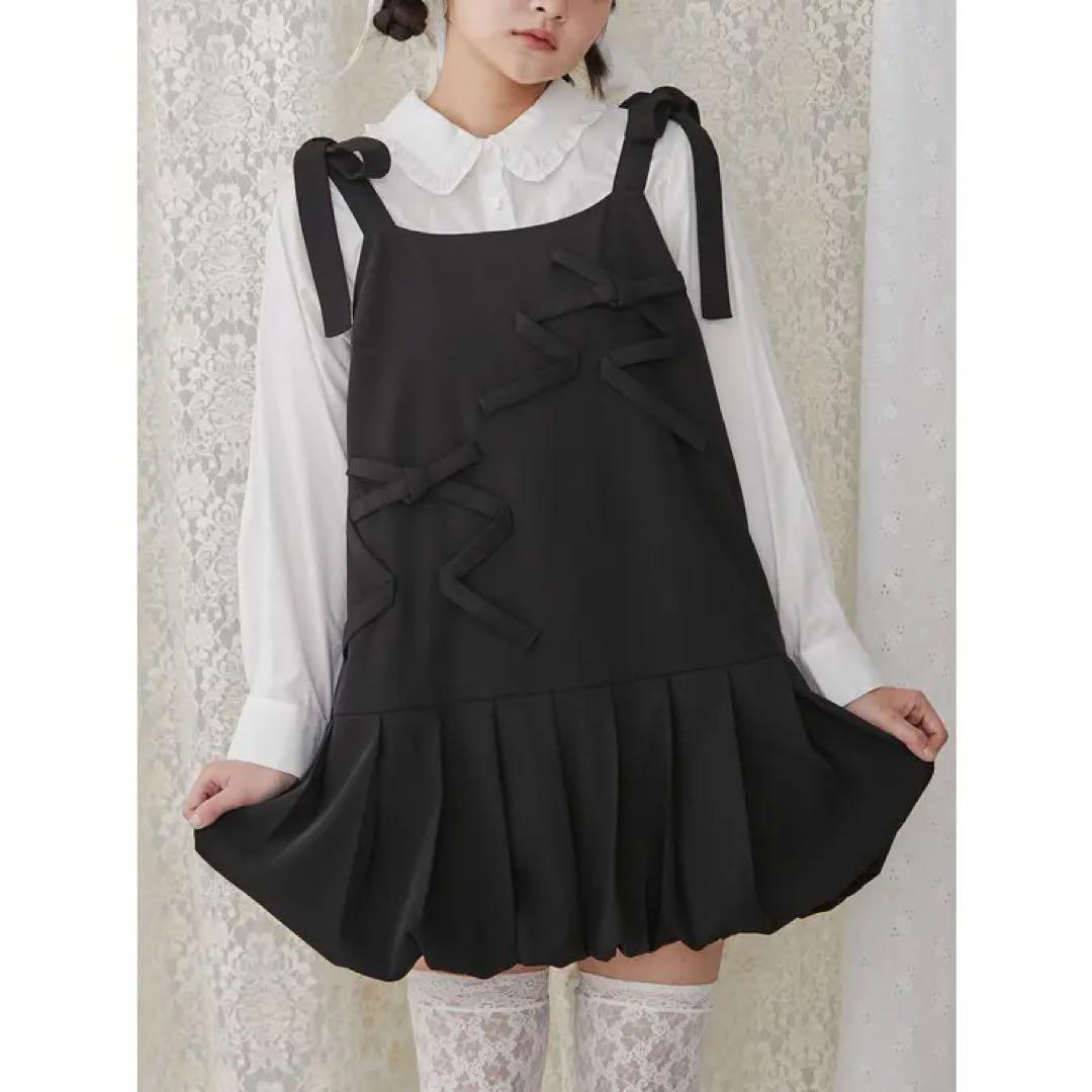 merry jenny ミニキャミribbonバルーンワンピース ブラック