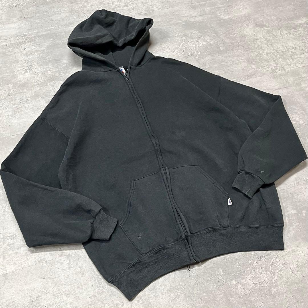 トップス 90s Russell Blank Zip Sweat Hoodie USA