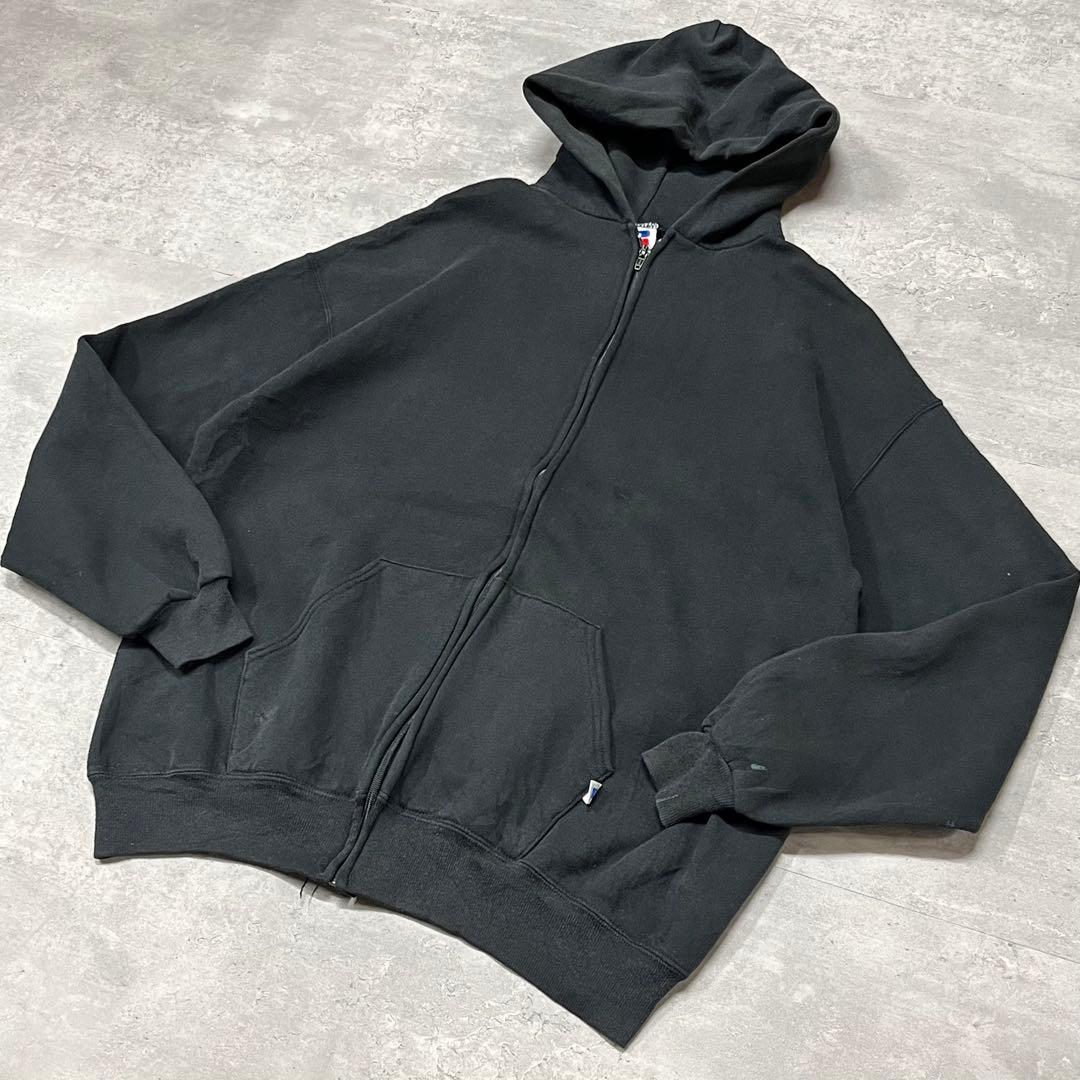 トップス 90s Russell Blank Zip Sweat Hoodie USA