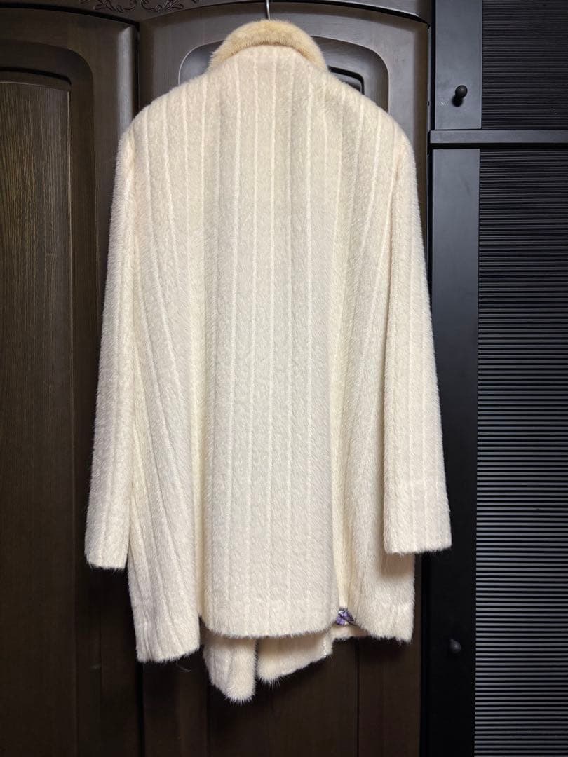 【美品です！】銀座花菱ミンクファー付きオフホワイトアルパカコート　9号