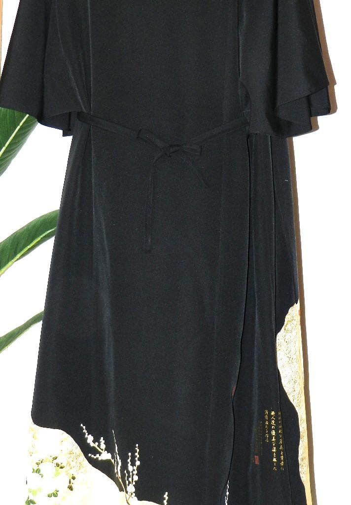 留袖　ワンピース　ドレス　フレアー袖　逸品　百人一首　正絹　482　夢ちりめん