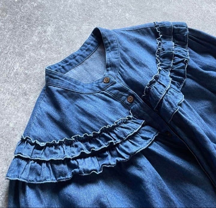 SHIPSデニムフリルシャツ 長袖