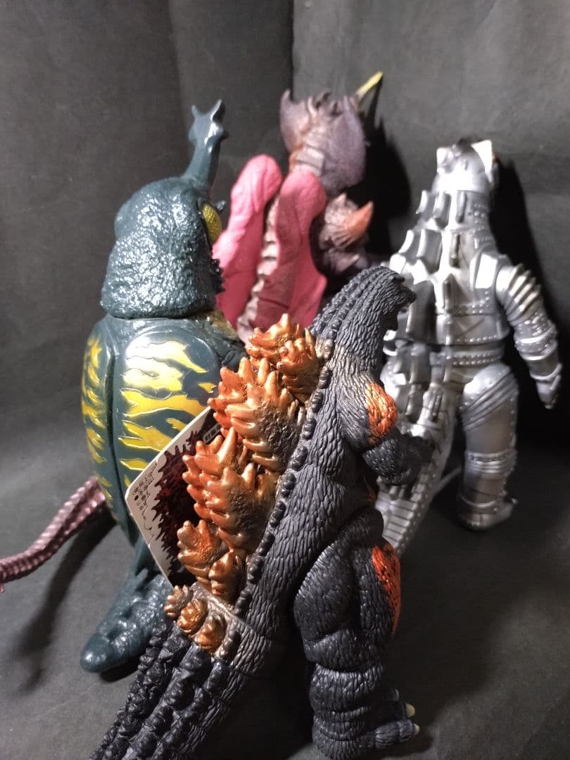 バーニングゴジラ、デストロイア、メガロ、メカゴジラ1、ソフビ