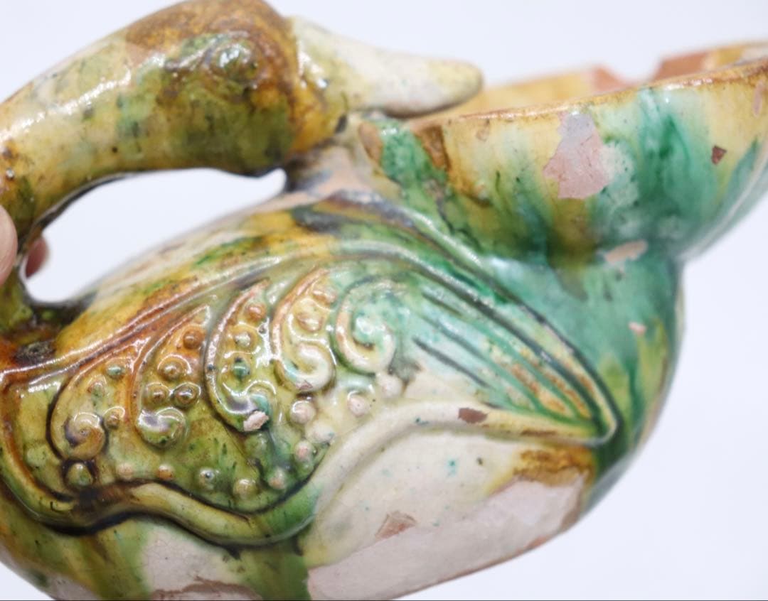 中国　唐三彩　鴨　送料込み250830