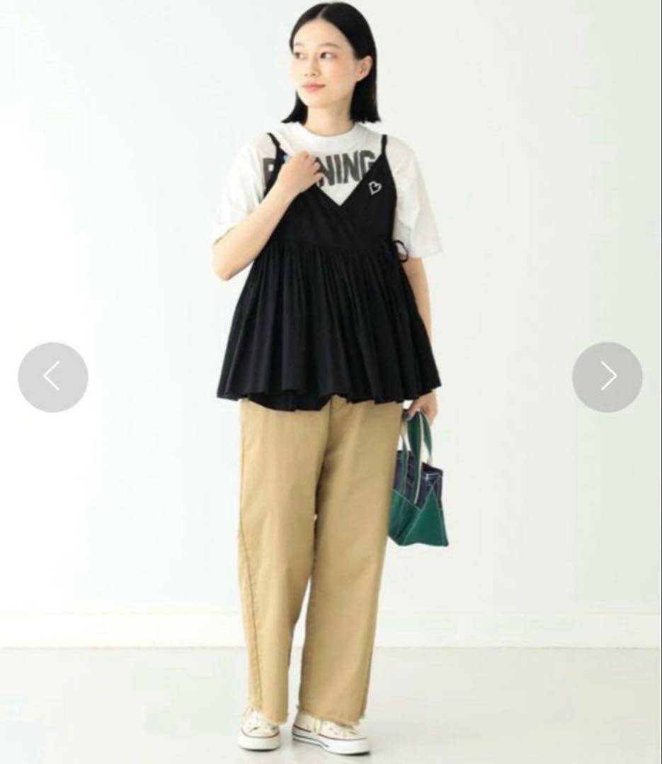 BEAMS BOY コットンリネンカシュクールキャミソール